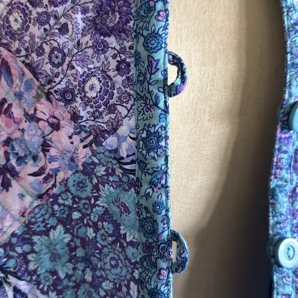 Quilted floral reversible jacket Womens L  Cotton cottage core Country Romantic - Picture 5 of 16